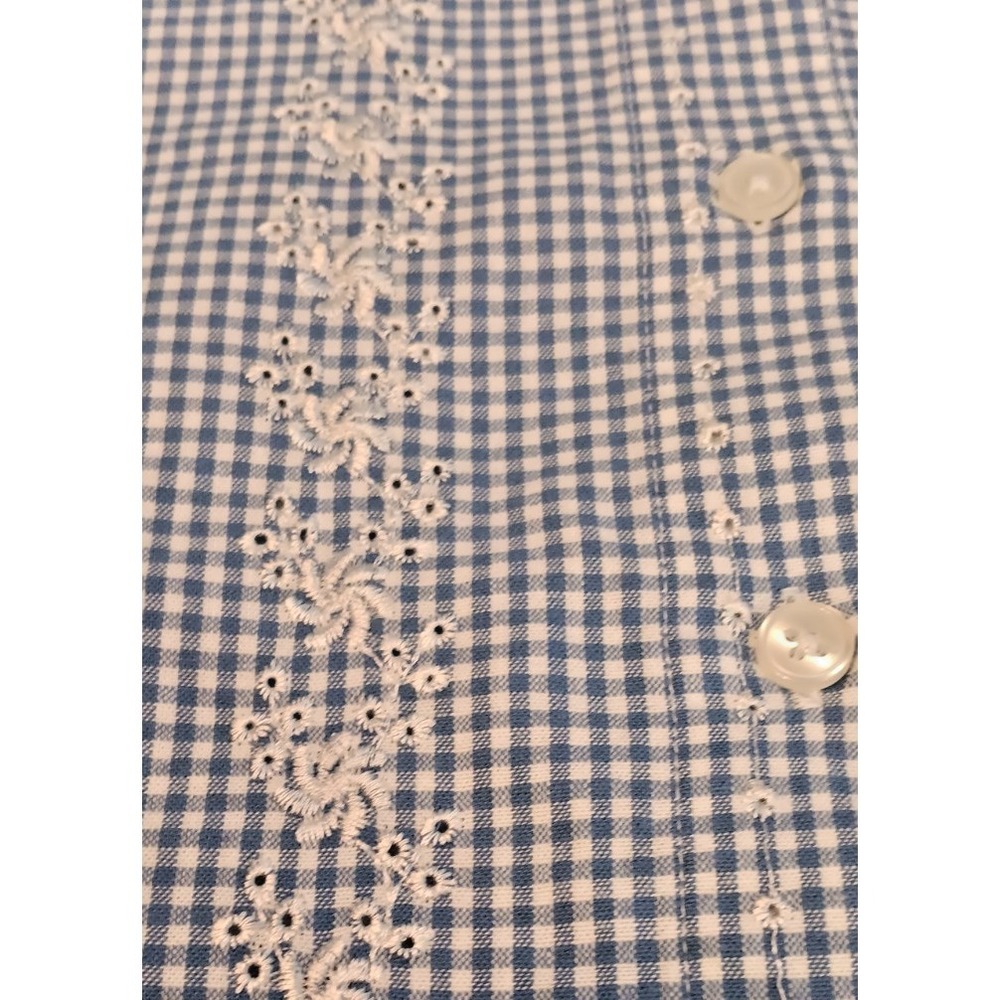 90s womens 2pc capri seersucker embroidered grandmacore coastal boxy cottagecore - Picture 11 of 11